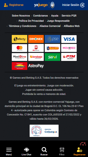 Depositar en Yajuego: métodos disponibles