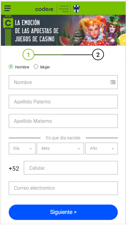 El proceso de registro desde la APP de Codere