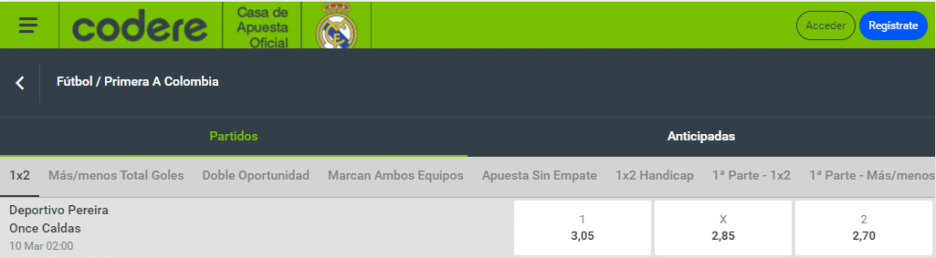 Tipos de apuestas disponibles