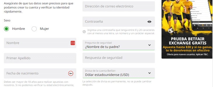 Cómo registrarse en Betfair Colombia fácil y rápidamente